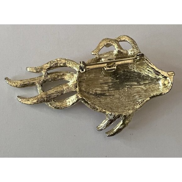 Vintage Pink Enamel Fish Brooch Gold Tone Mid Century Whimsical Costume Jewelry - Picture 2 of 5
